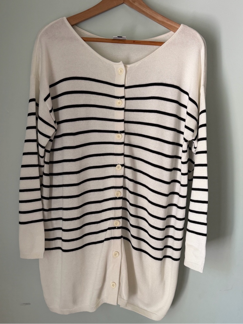 Cabi Style 6164 Nautical Stripe Button Front Sweater Small Coastal Knit